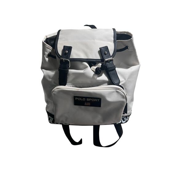 Polo Sport Ralph Lauren Backpack White Nylon Rucksack Flag Logo Vintage Style main image 5